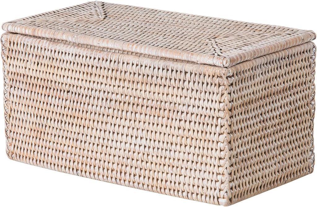 Rectangular Boho Brown Basket — White