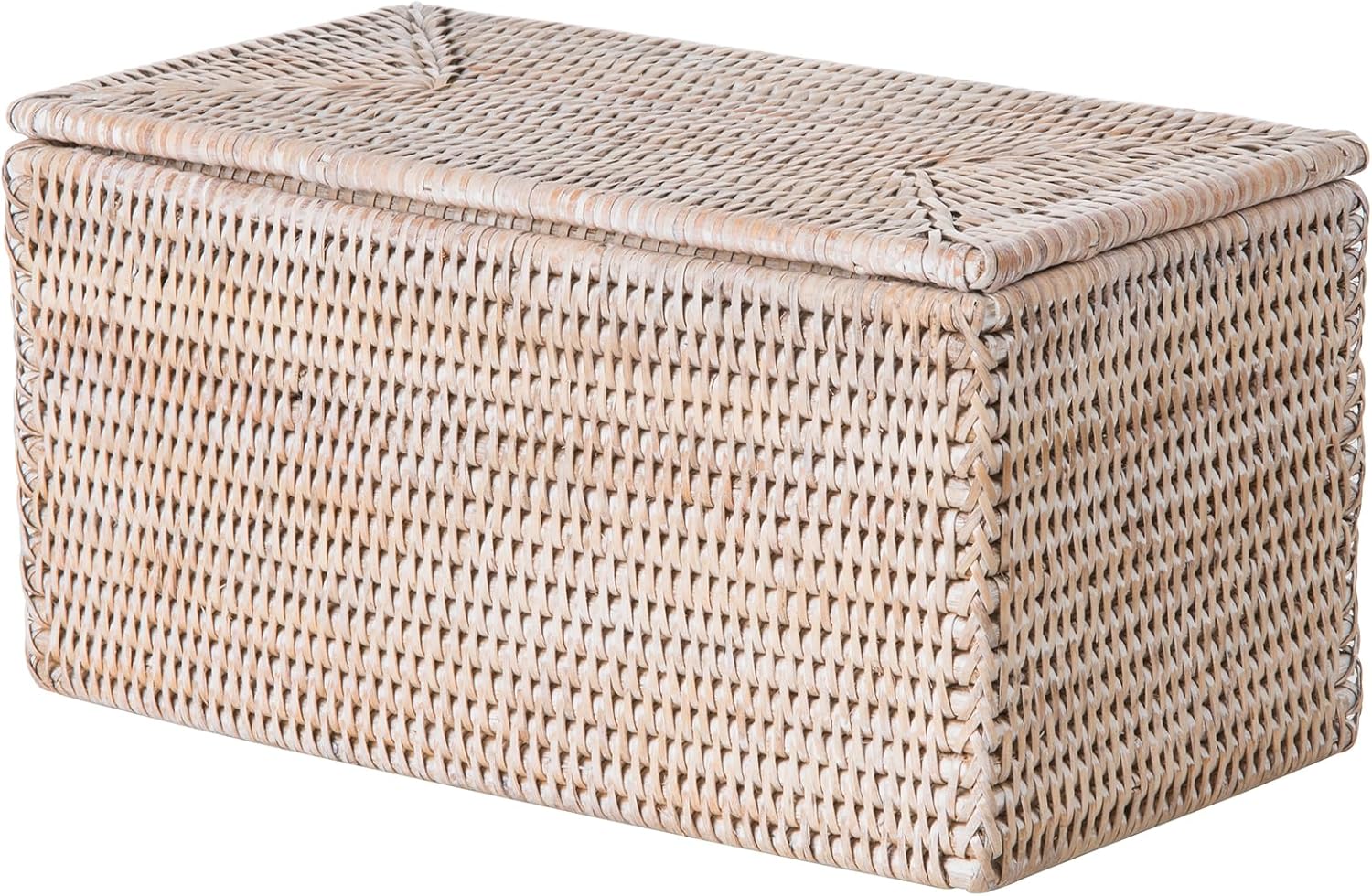 Rectangular Boho Brown Basket — White