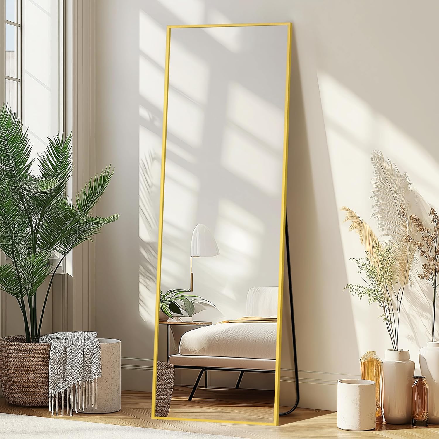 Black Wall Mirror — 50" — Gold