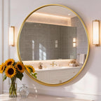 Round Luxe Beige Wall Mirror — 30"