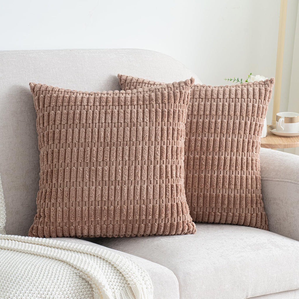 Lumbar Boho Beige Throw Pillow Cover — 20" — 18" x 18" (Pack of 2)
