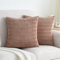 Lumbar Boho Beige Throw Pillow Cover — 20" — 18" x 18" (Pack of 2)