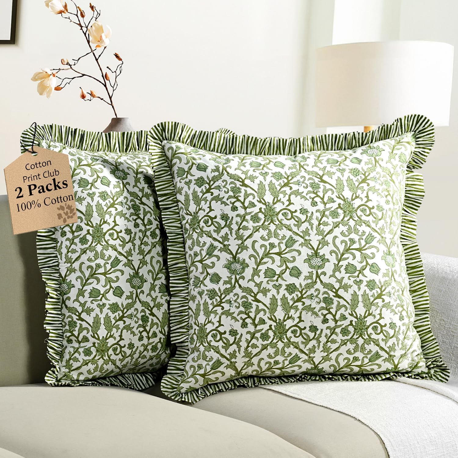Boho Blue Throw Pillow — 20" — 20" x 20" (Pack of 2)