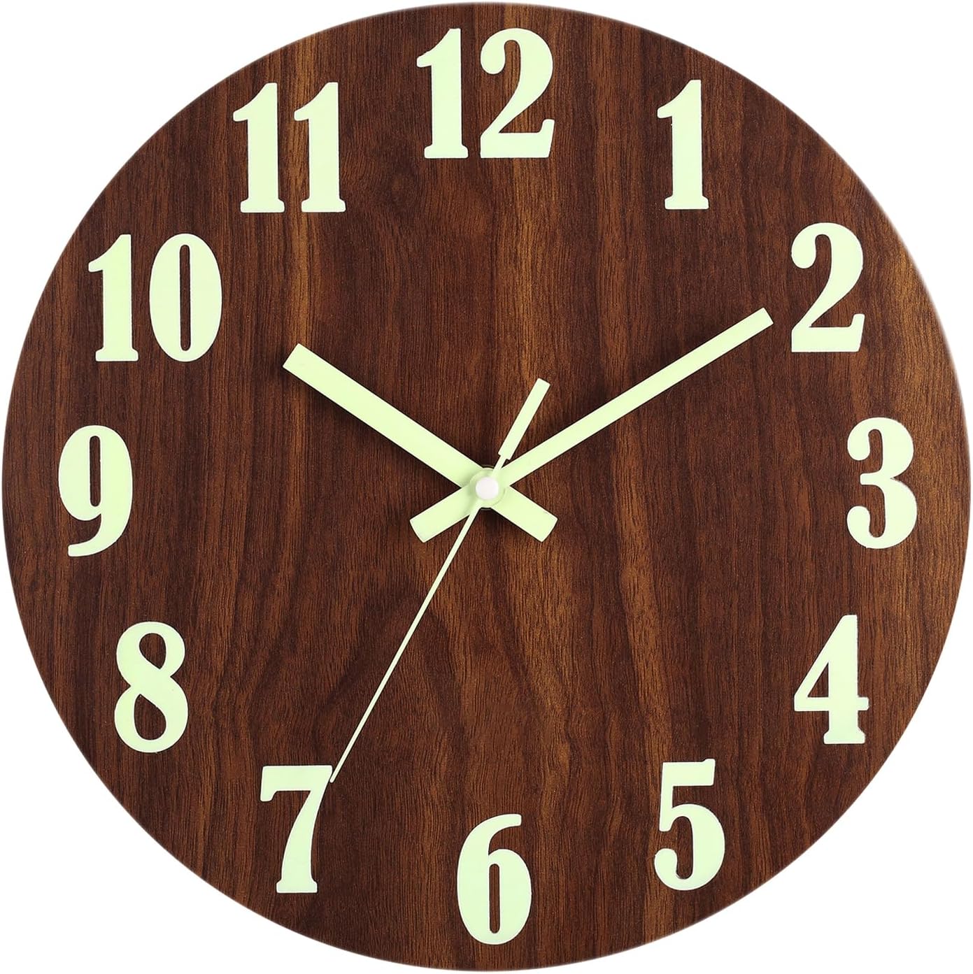 Battery Operated Modern Black Wall Clock — 12" — Wood Color