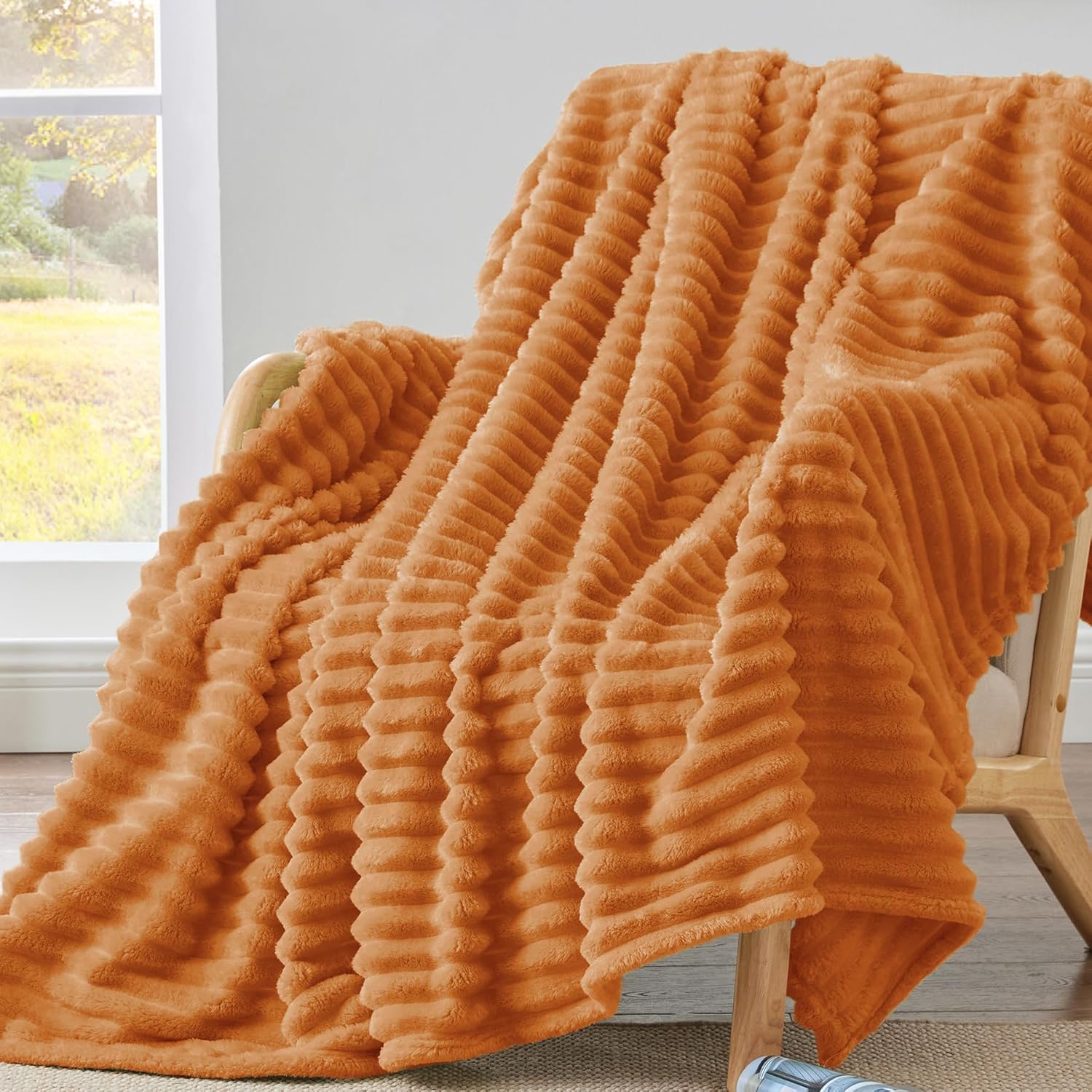 Beige Throw Pillow — 50" — Burnt Orange