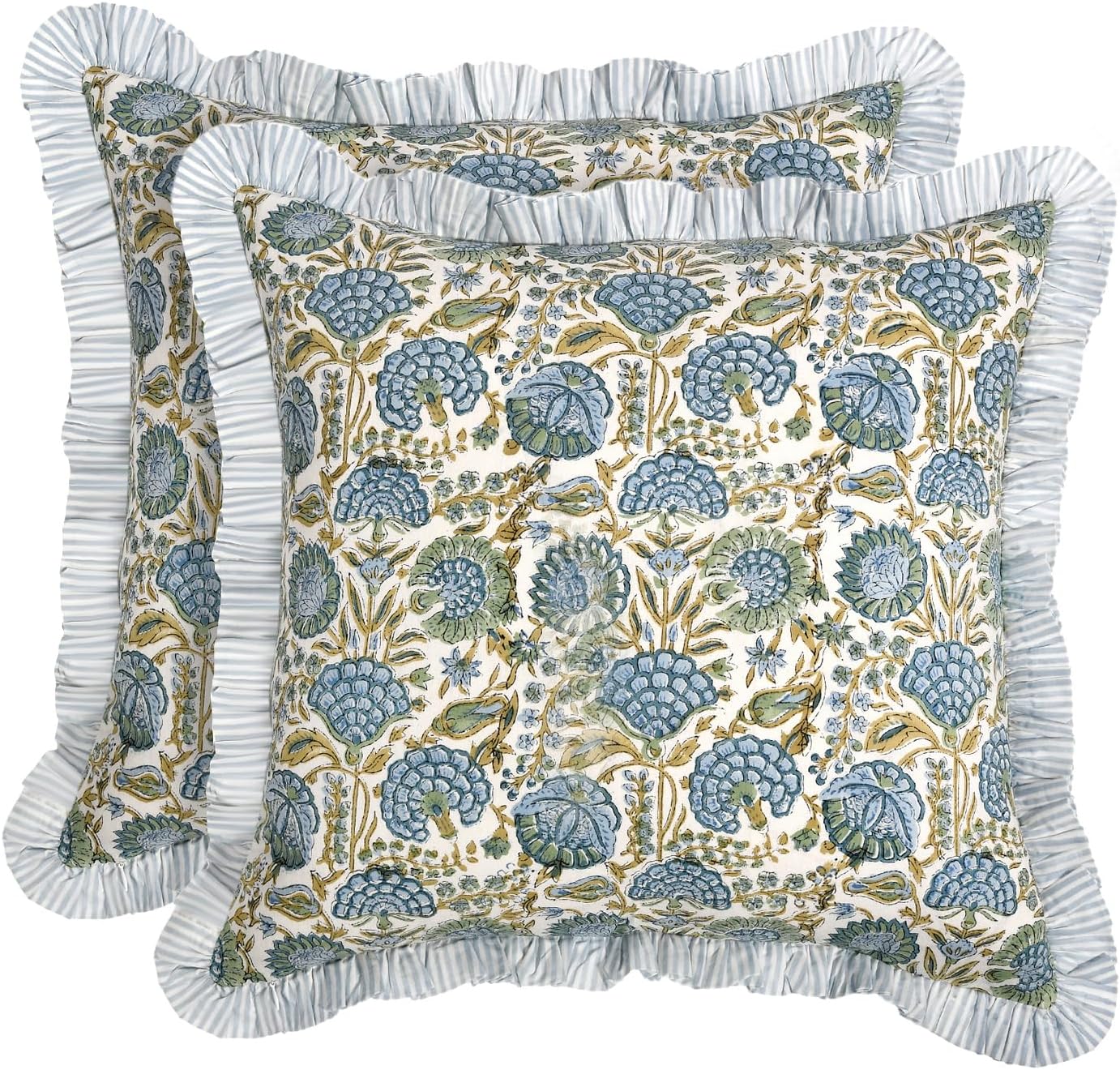 Blue Throw Pillow Cover — 18" — Asparagus Green