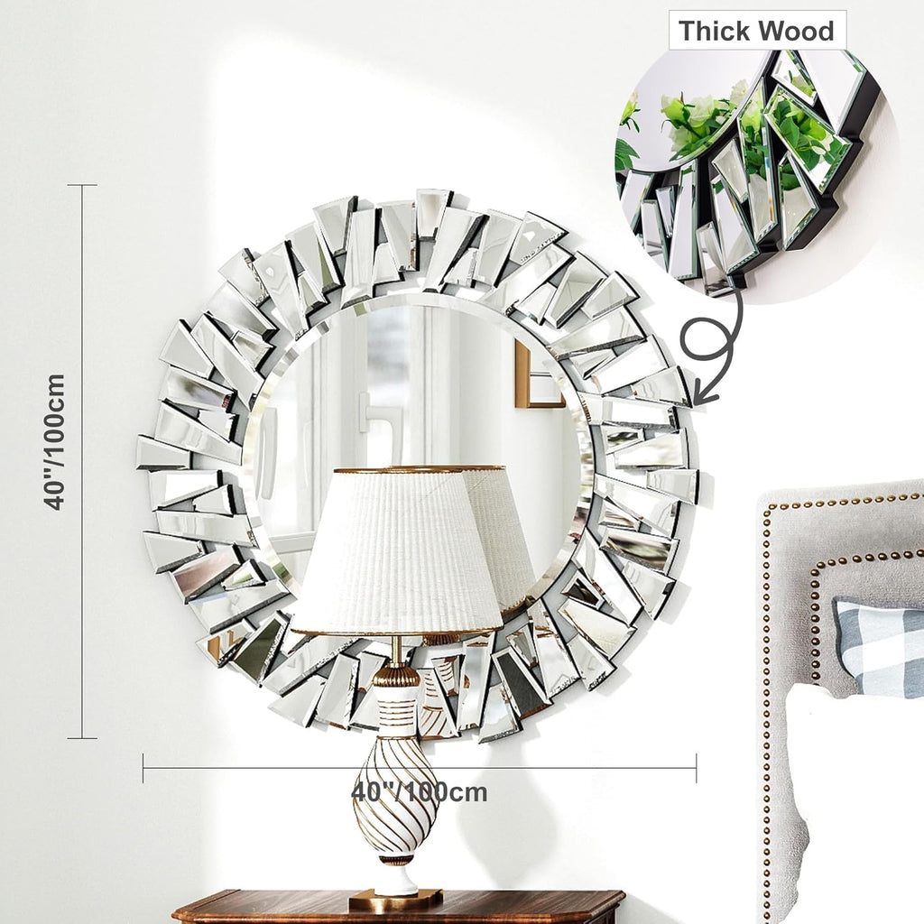 Round Glass Wall Mirror — 40" - View 6