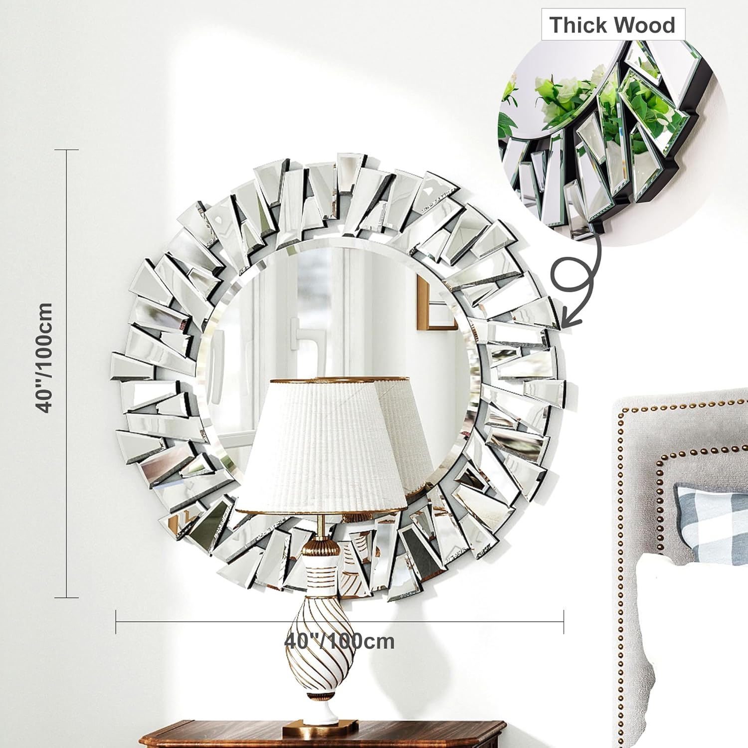 Round Glass Wall Mirror — 40" - View 6