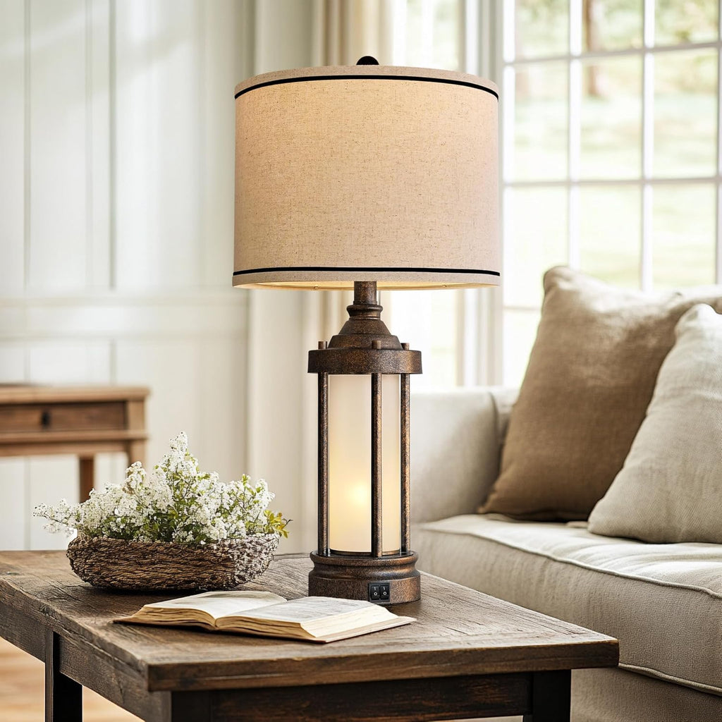 USB Farmhouse Black Table Lamp — 25" - View 6