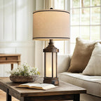 USB Farmhouse Black Table Lamp — 25" - View 6