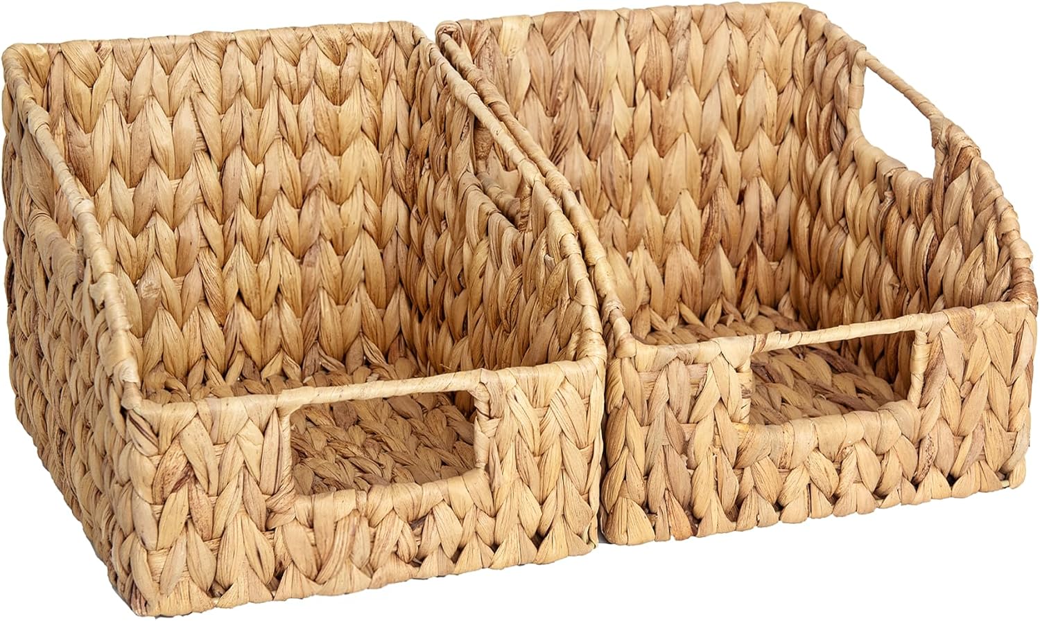 Handwoven Boho Beige Storage Basket — 10" — 2x 8½"L x 10"W x 7½"H