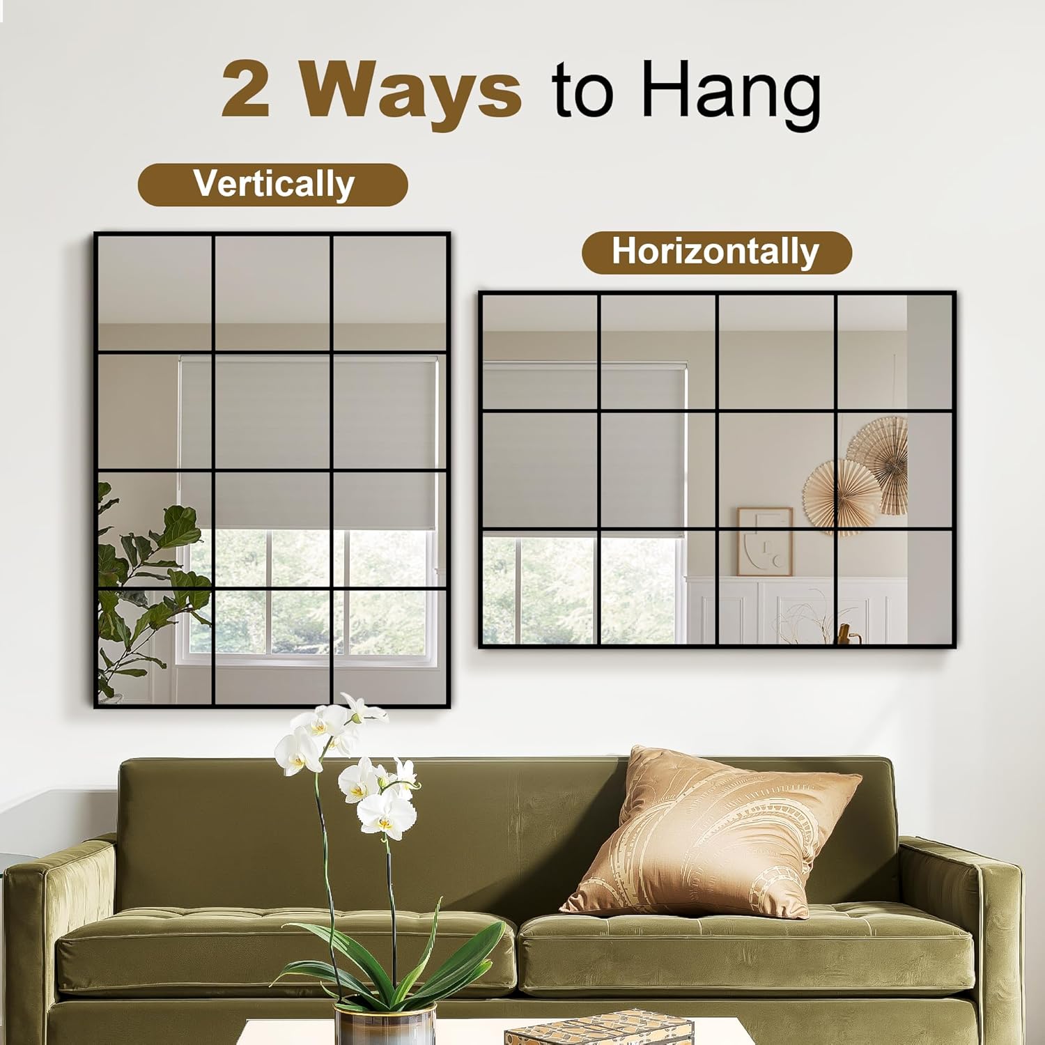 Framed Black Wall Mirror — 40" - View 4