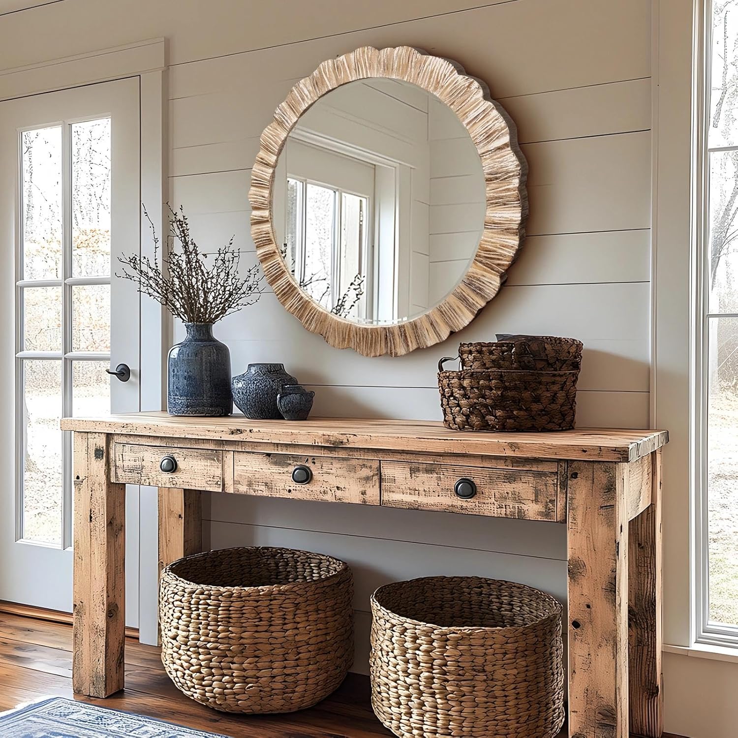 Beveled Farmhouse Brown Wall Mirror — 35" - View 2