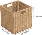 Handwoven Boho Beige Storage Basket — 13" - View 2