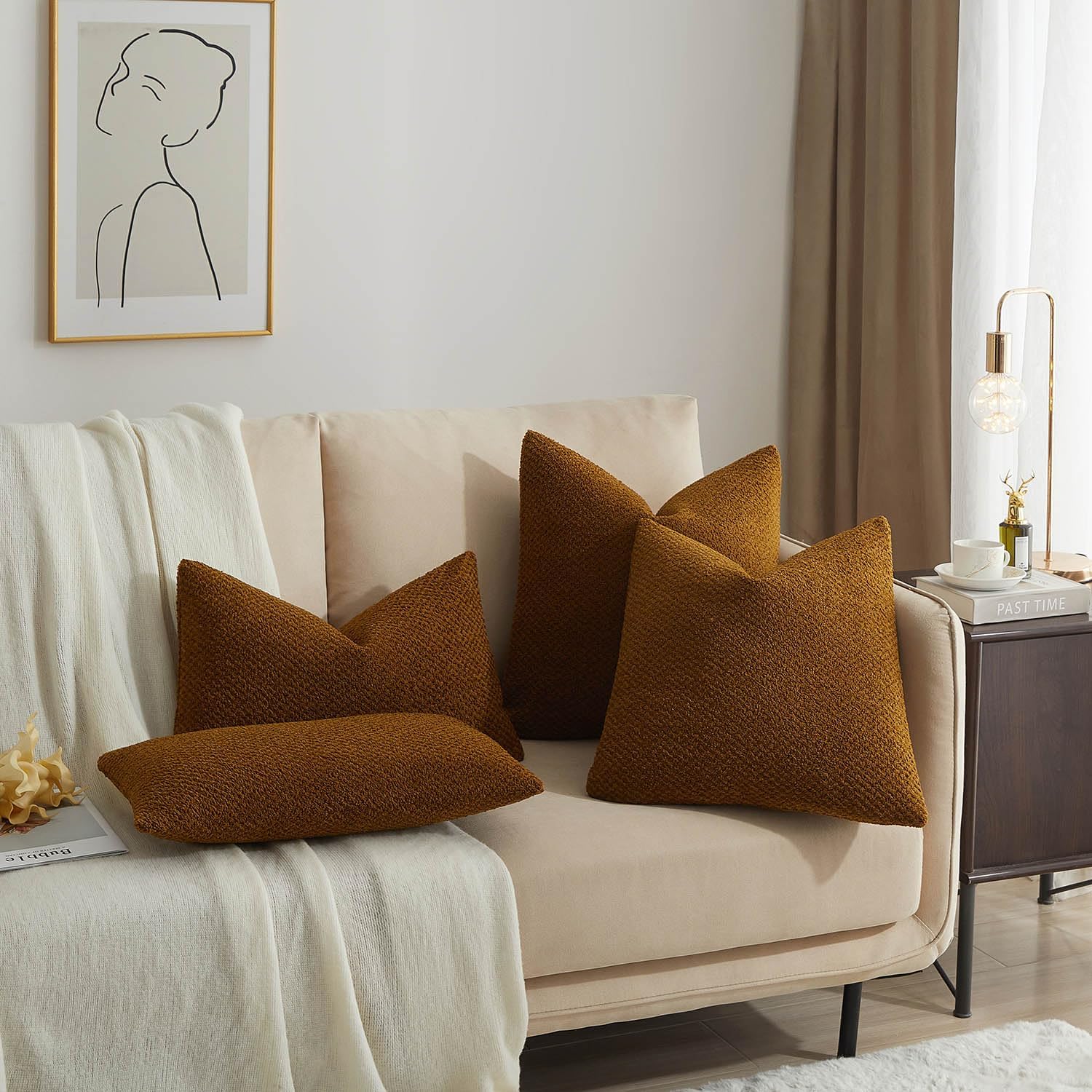 Boho Beige Throw Pillow Cover — 18" - View 3