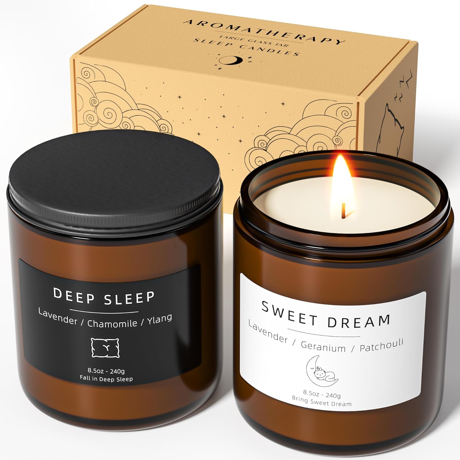 Black Scented Candle — Brown Large