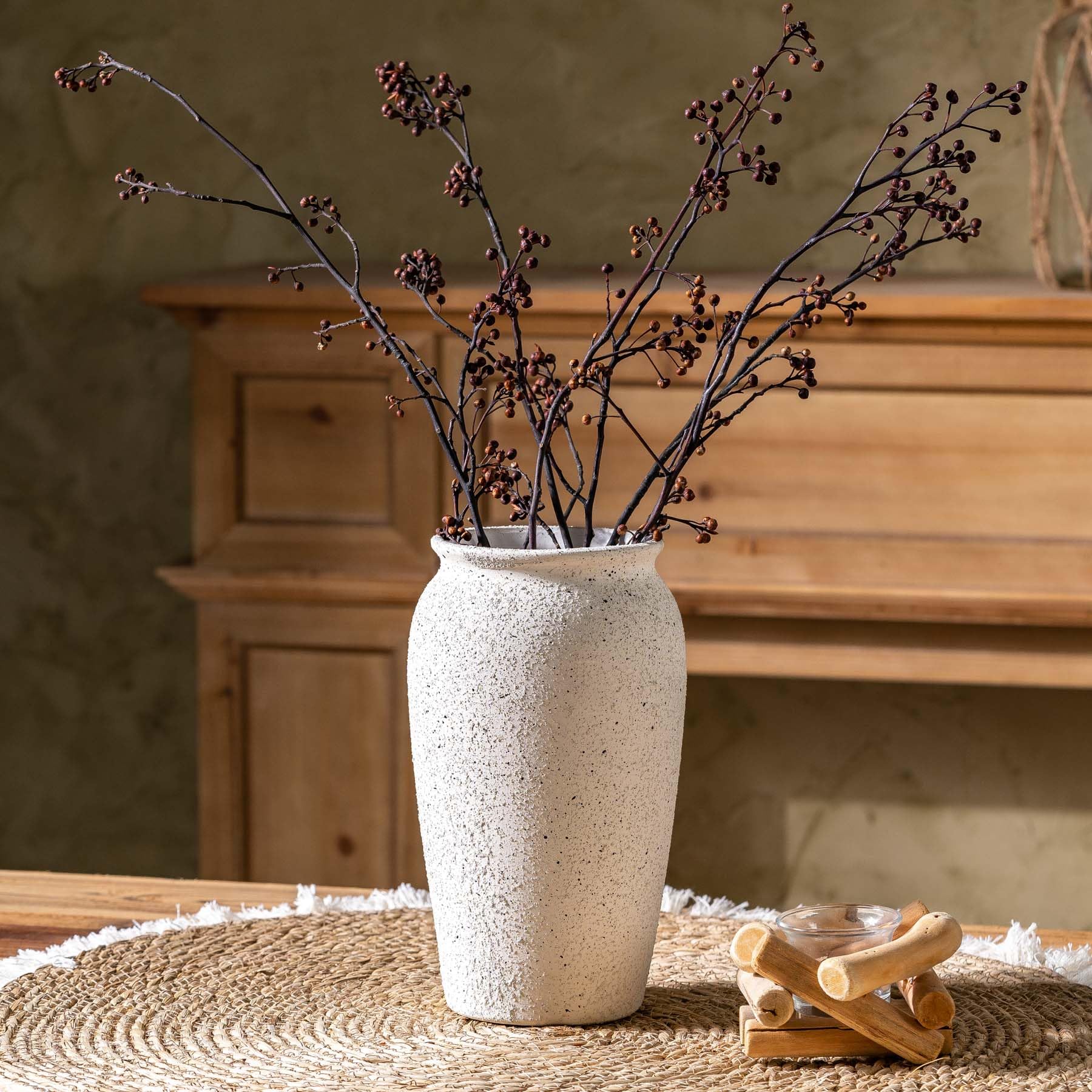 Vintage Farmhouse Orange Flower Vase — 8"