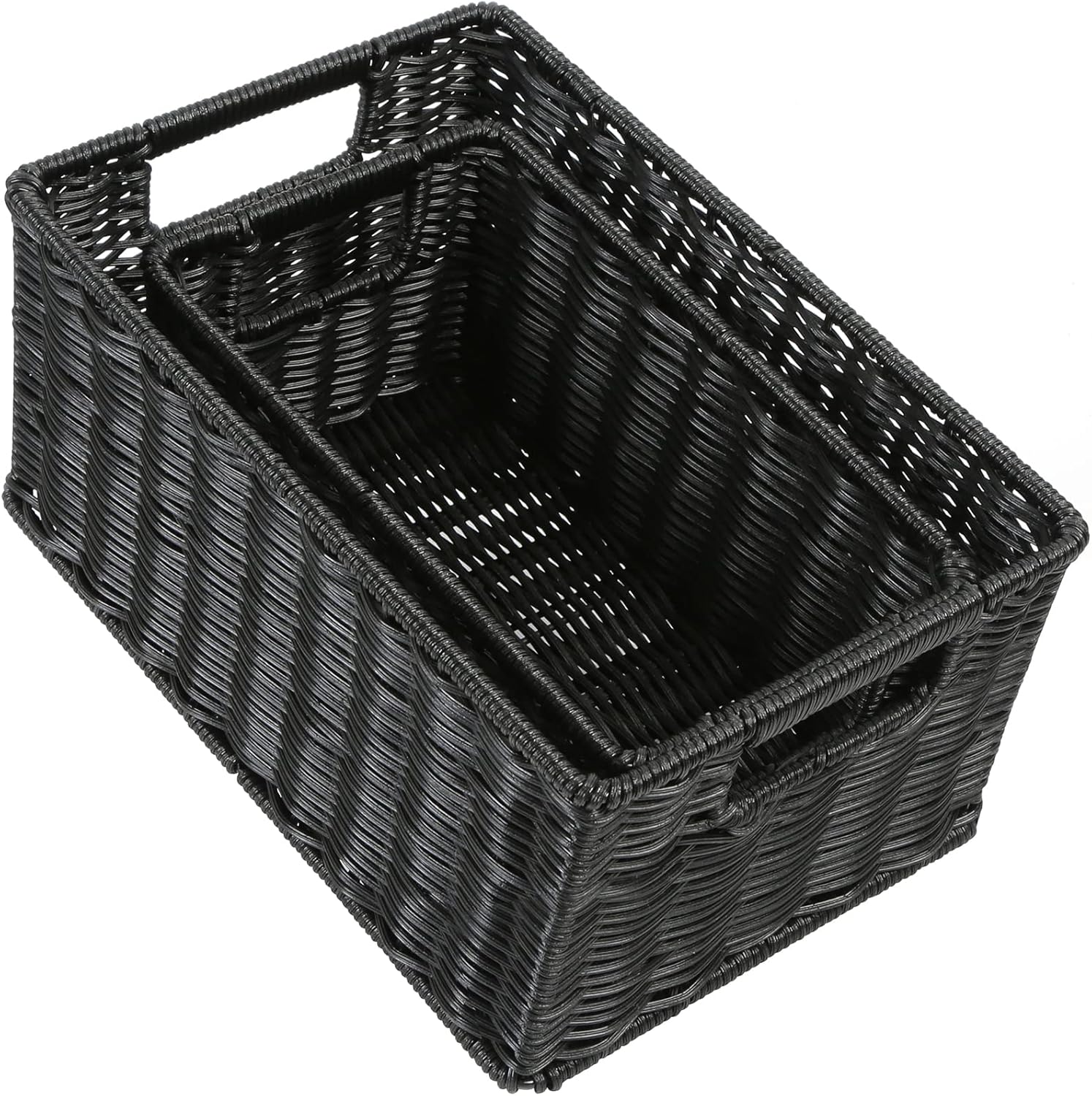 Boho Beige Woven Basket — 6" — 12 x 8 x 6 inches