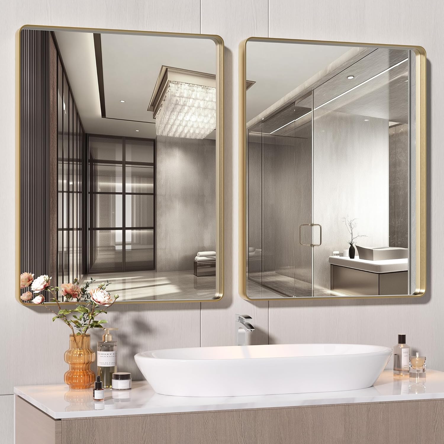 Black Vanity Mirror — 30" — Gold