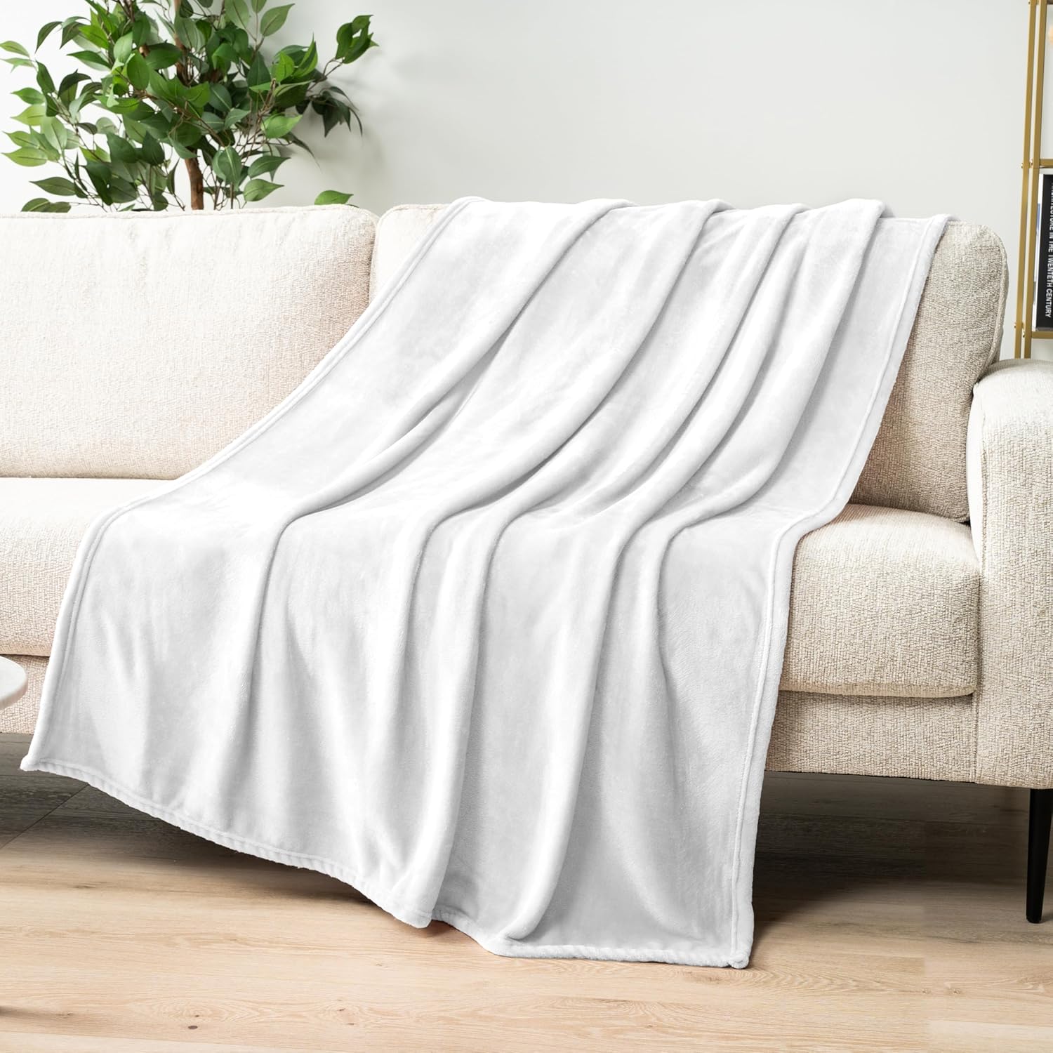 Beige Throw Pillow — 60" — White
