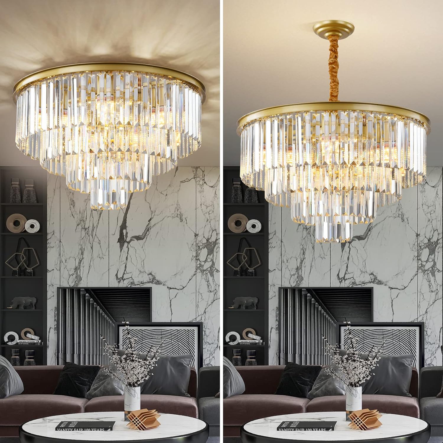 Adjustable Luxe Black Chandelier - View 2