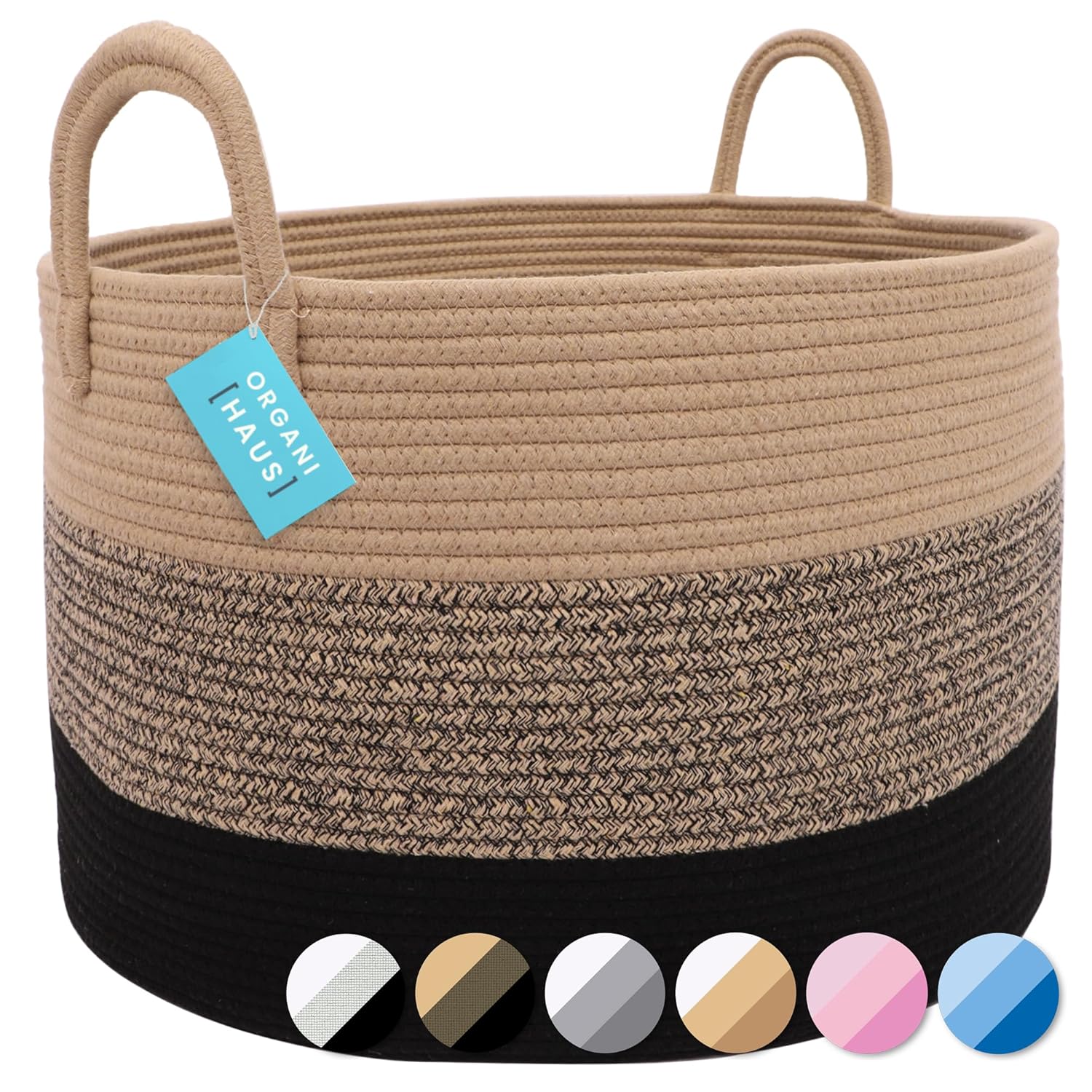 Round Boho Black Throw Pillow — 20" — Wide