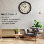 Battery Operated Mid-Century Black Wall Clock — 12" - View 3