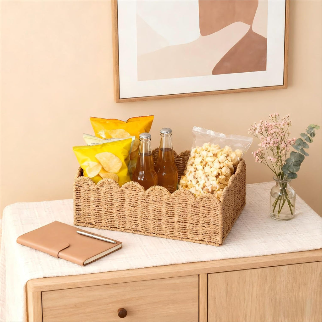 Boho Beige Woven Basket — 14" - View 6