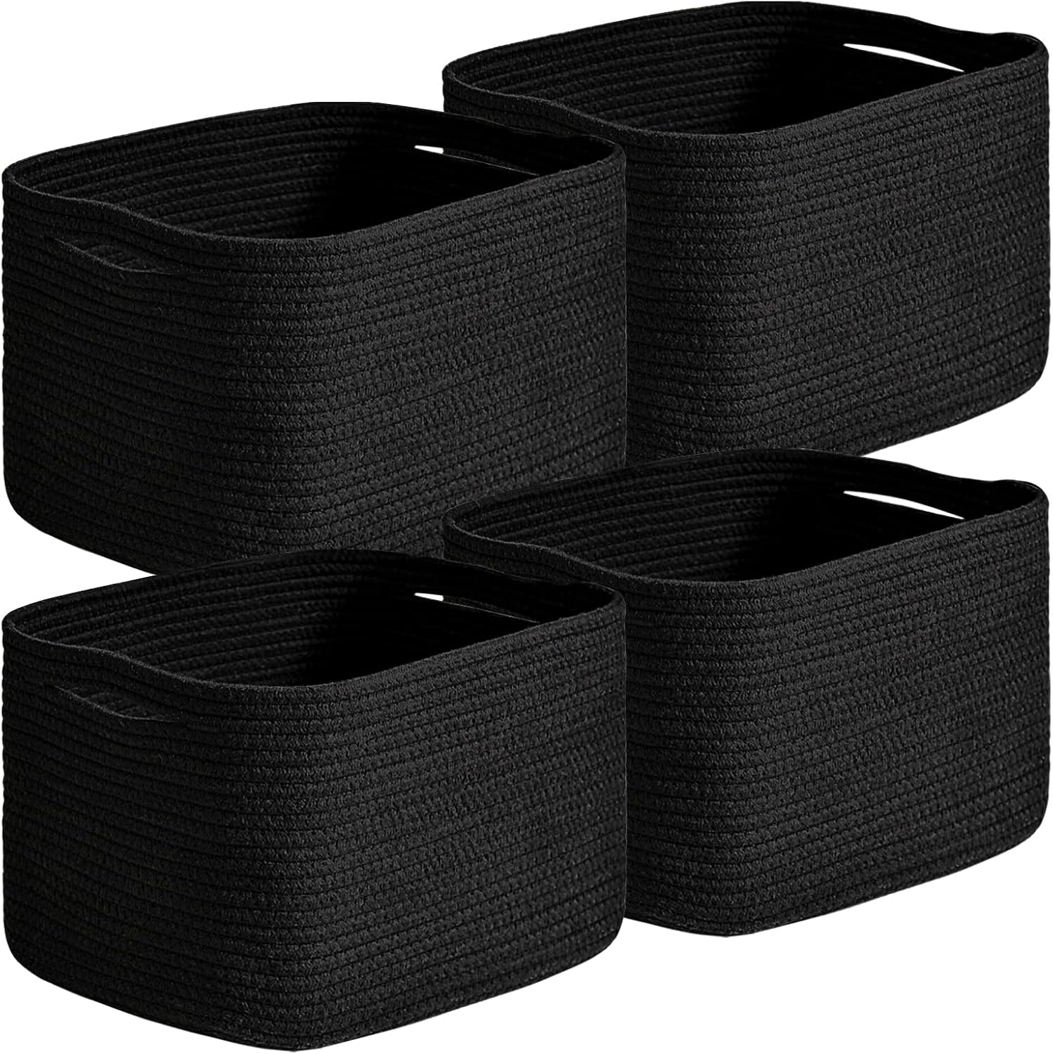 Rectangular Boho Black Storage Basket — 12.7" — Black