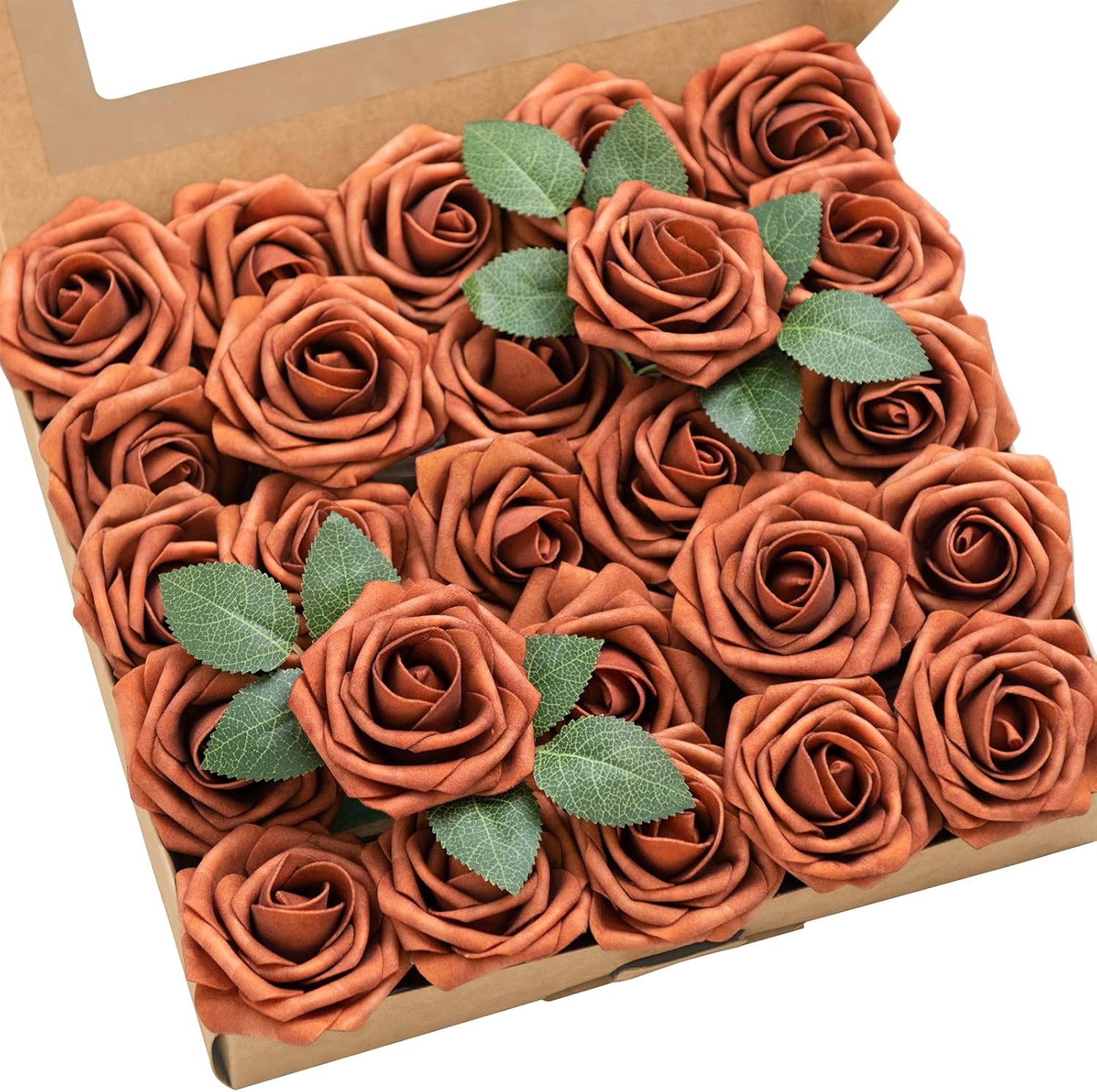 Luxe Beige Artificial Flowers — 3" — Or- Burnt Orange