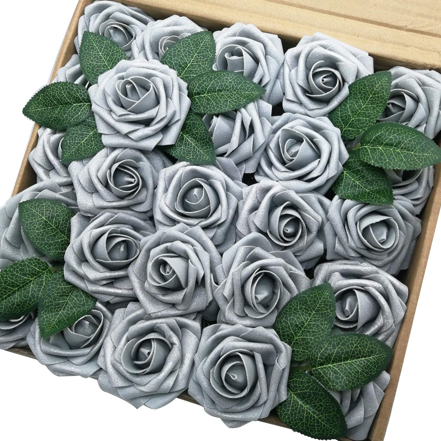 Black Artificial Flowers — Silver Grey