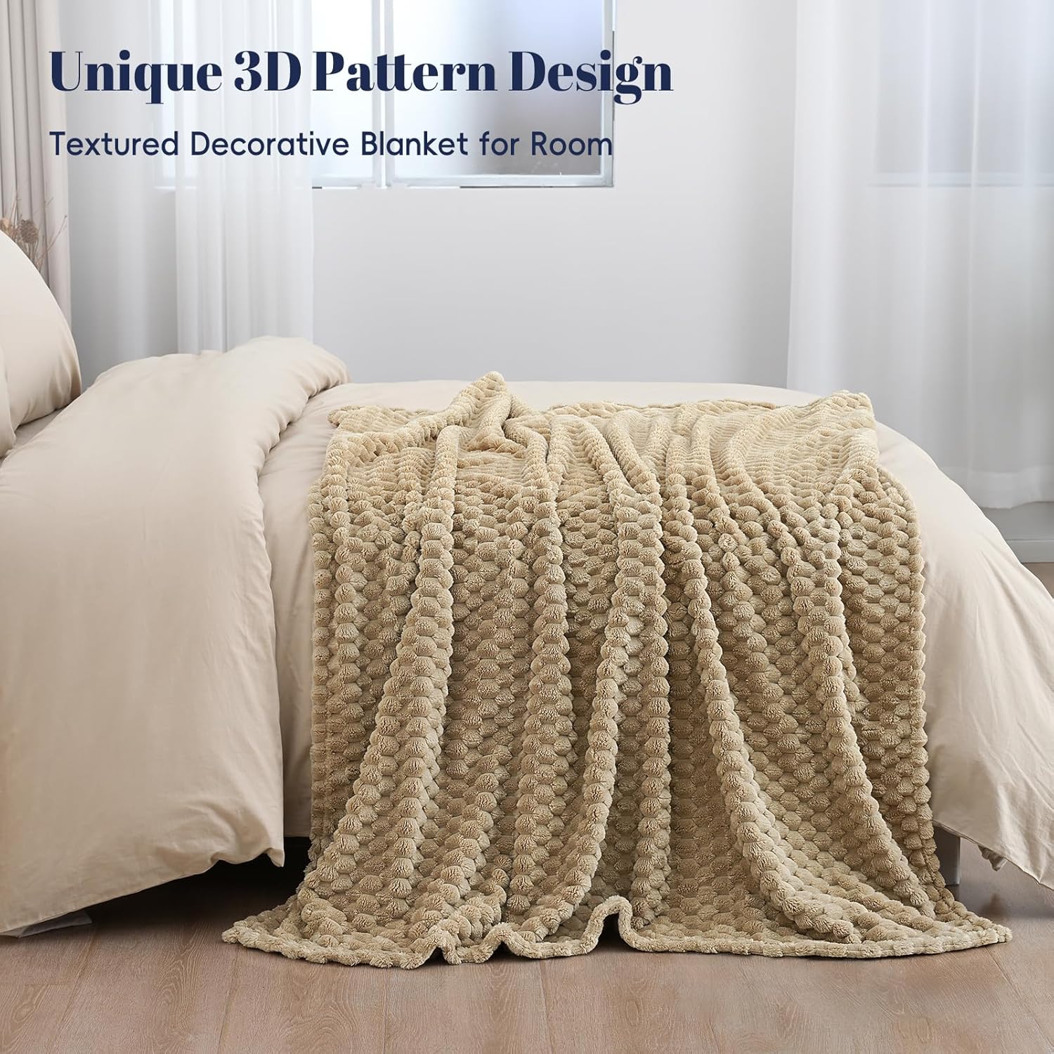 Luxe Beige Throw Pillow — 50" - View 3