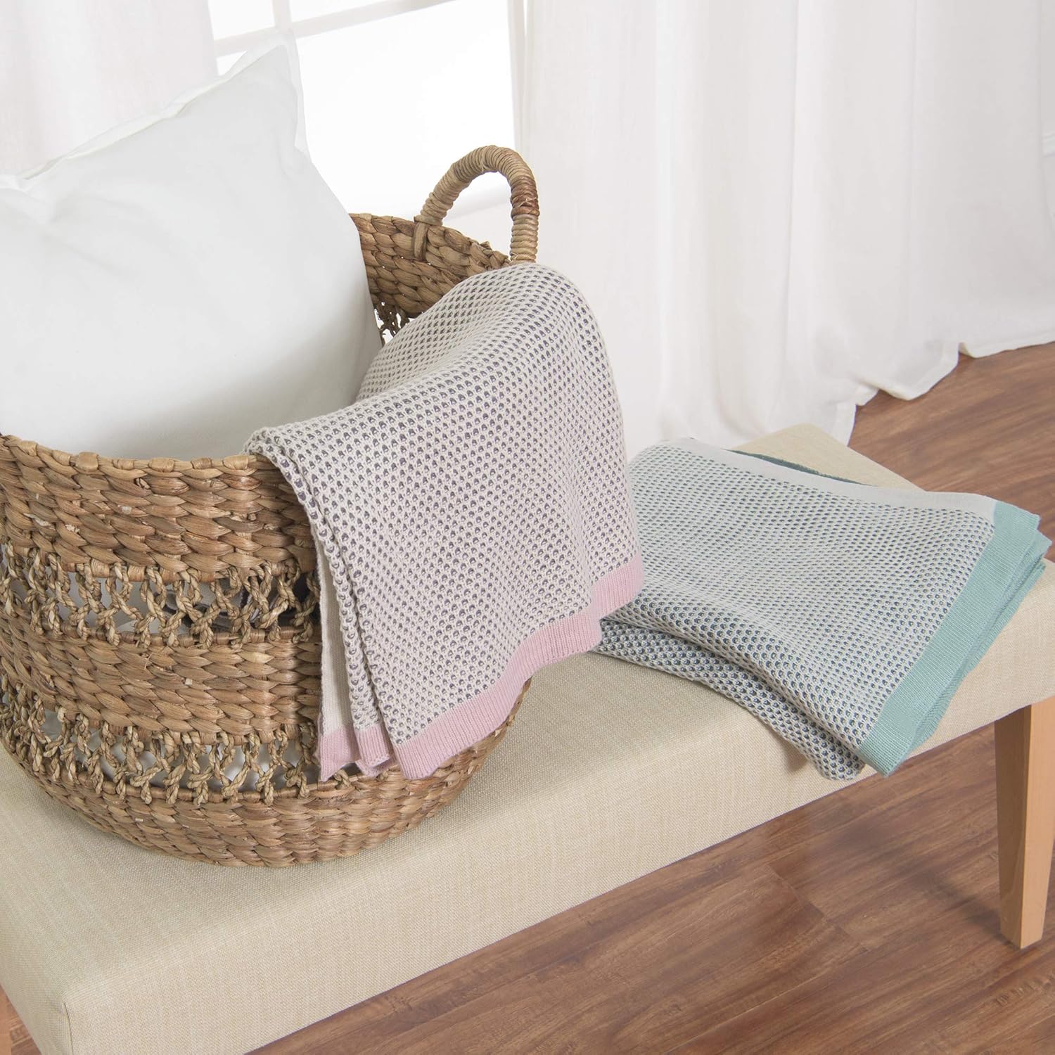 Knit Blue Throw Pillow — 50" - View 8