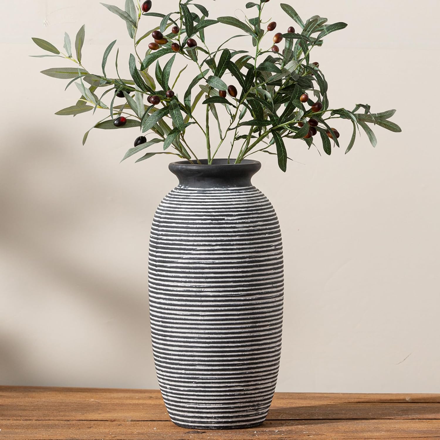 Farmhouse Black Flower Vase — 12.5" — 12.5“ H - Black