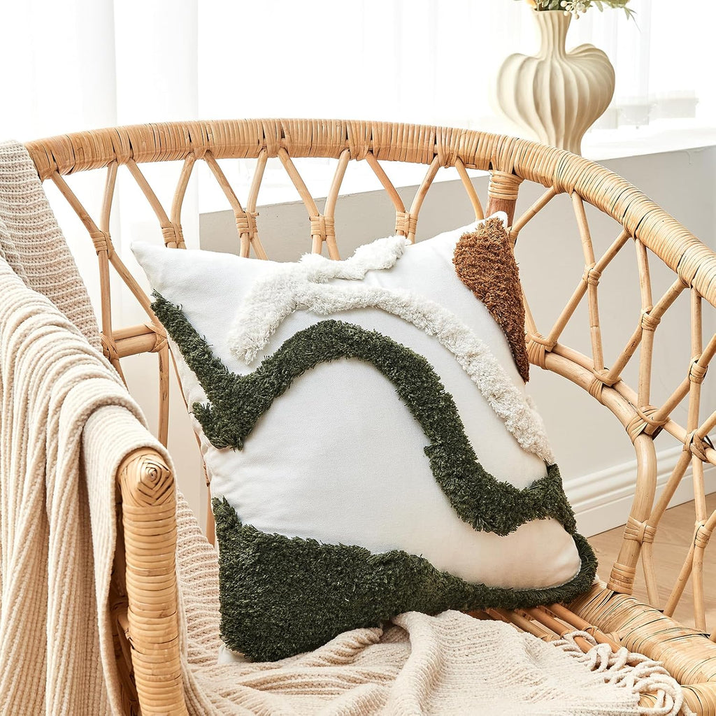 Embroidered Boho Fabric Throw Pillow Cover — 18" - View 3