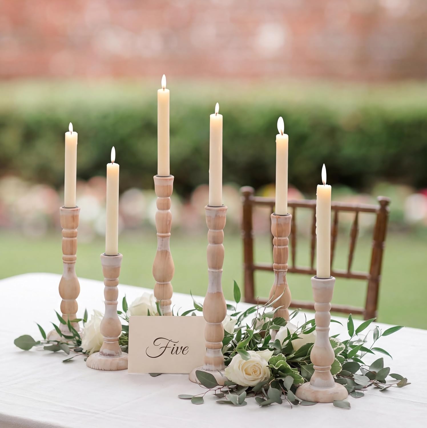Vintage Farmhouse Wood Candle — Set of 6 — Taller Set