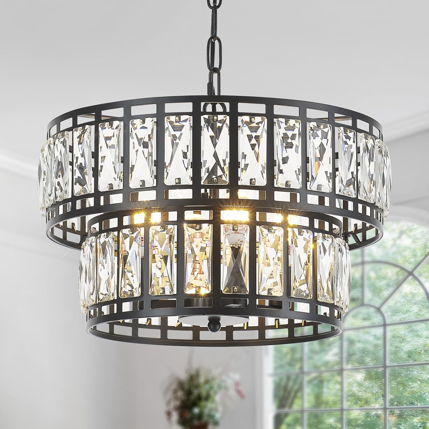 Luxe Black Chandelier — 6" — Black 16"