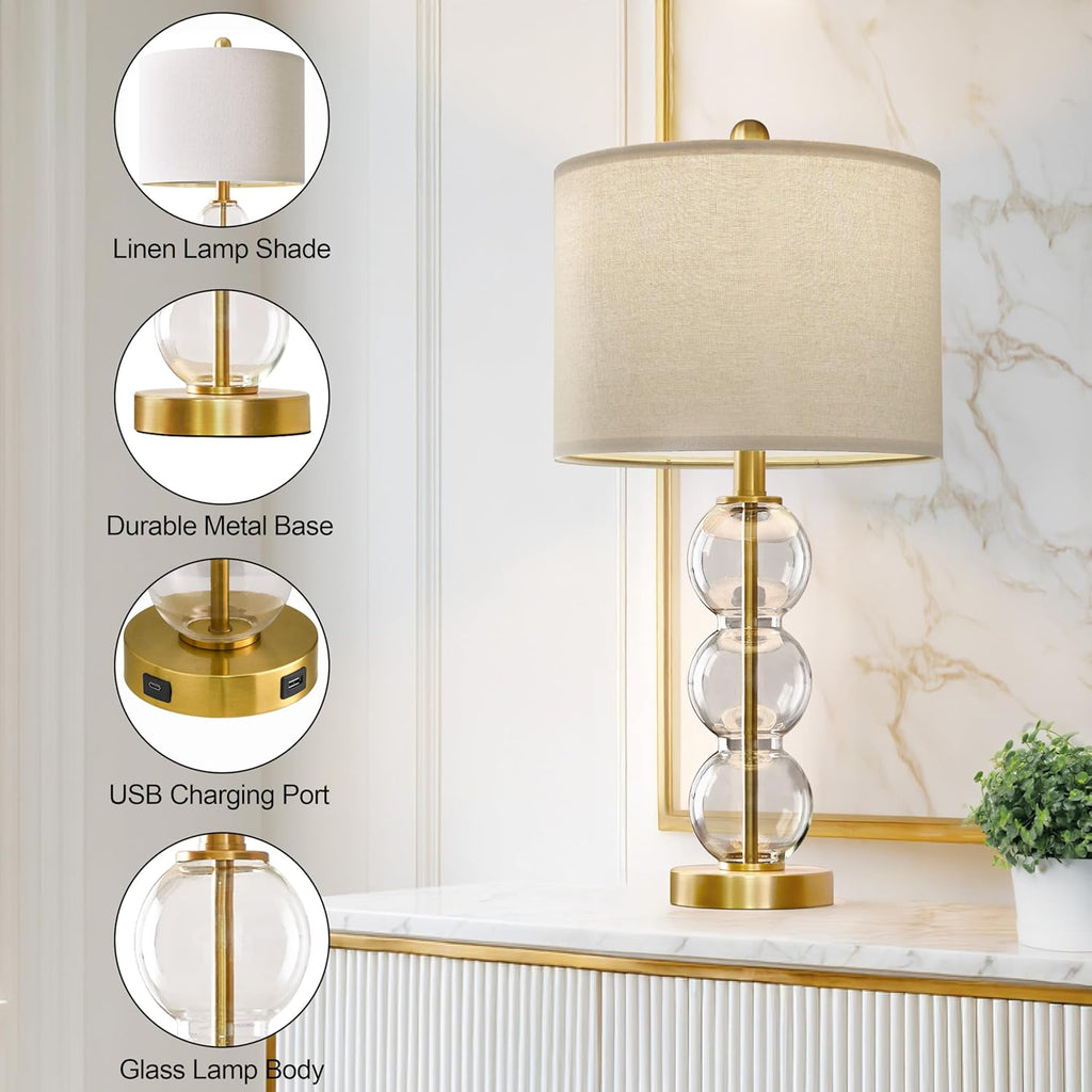 USB Luxe Black Bedside Lamp — 25" - View 5
