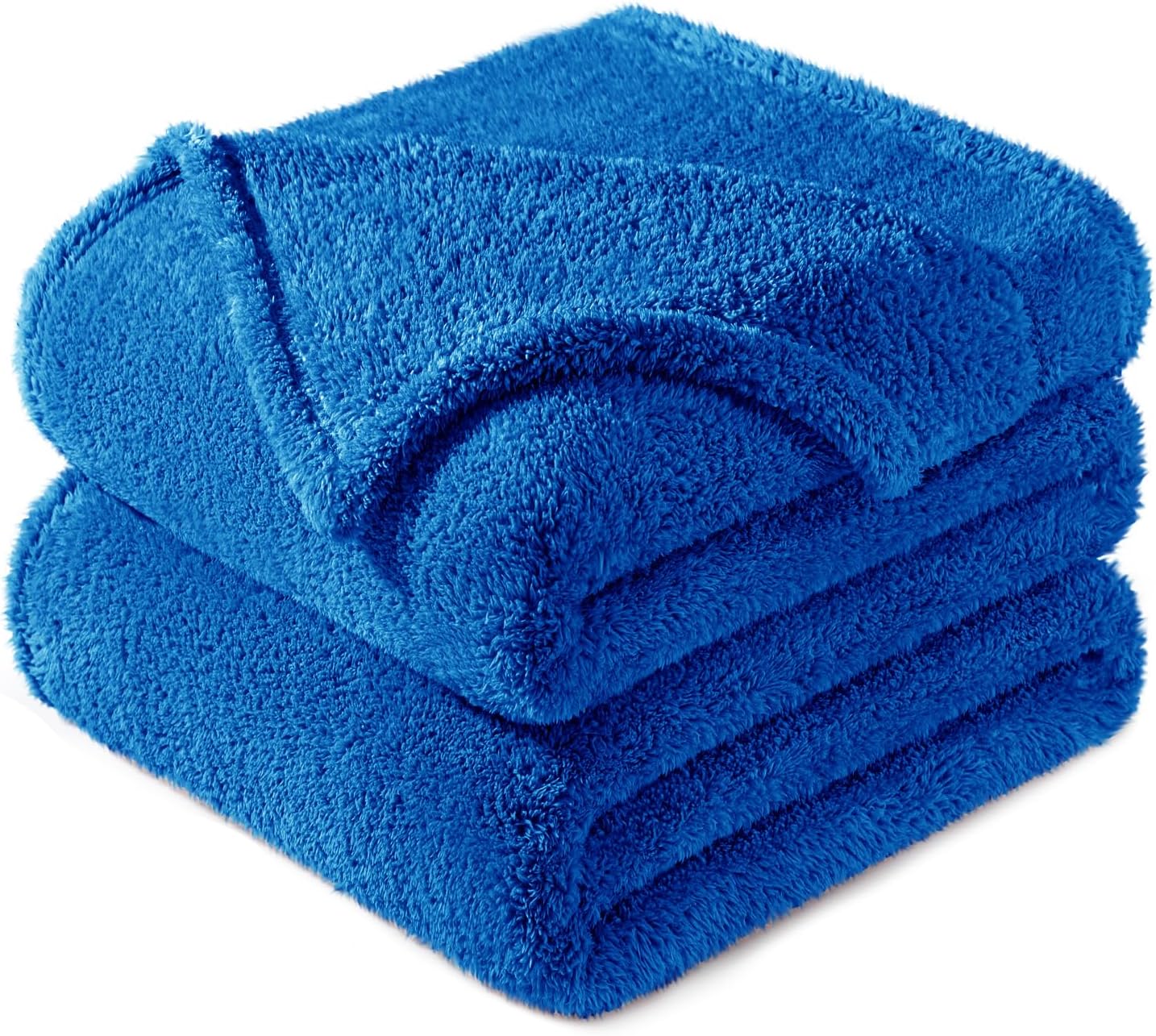 Velvet Luxe Beige Throw Pillow — 60" — Cobalt Blue