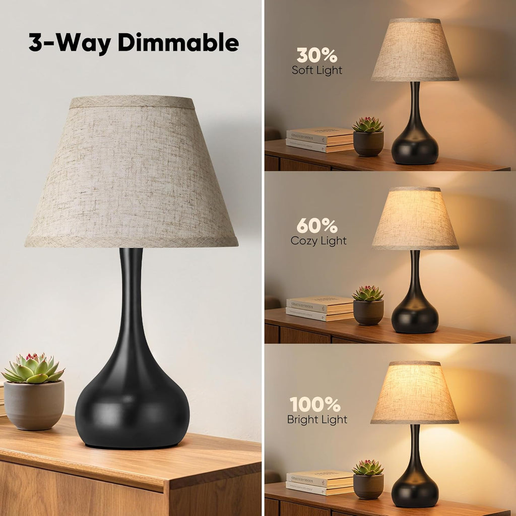 Dimmable Farmhouse Black Bedside Lamp — Set of 2 - View 3