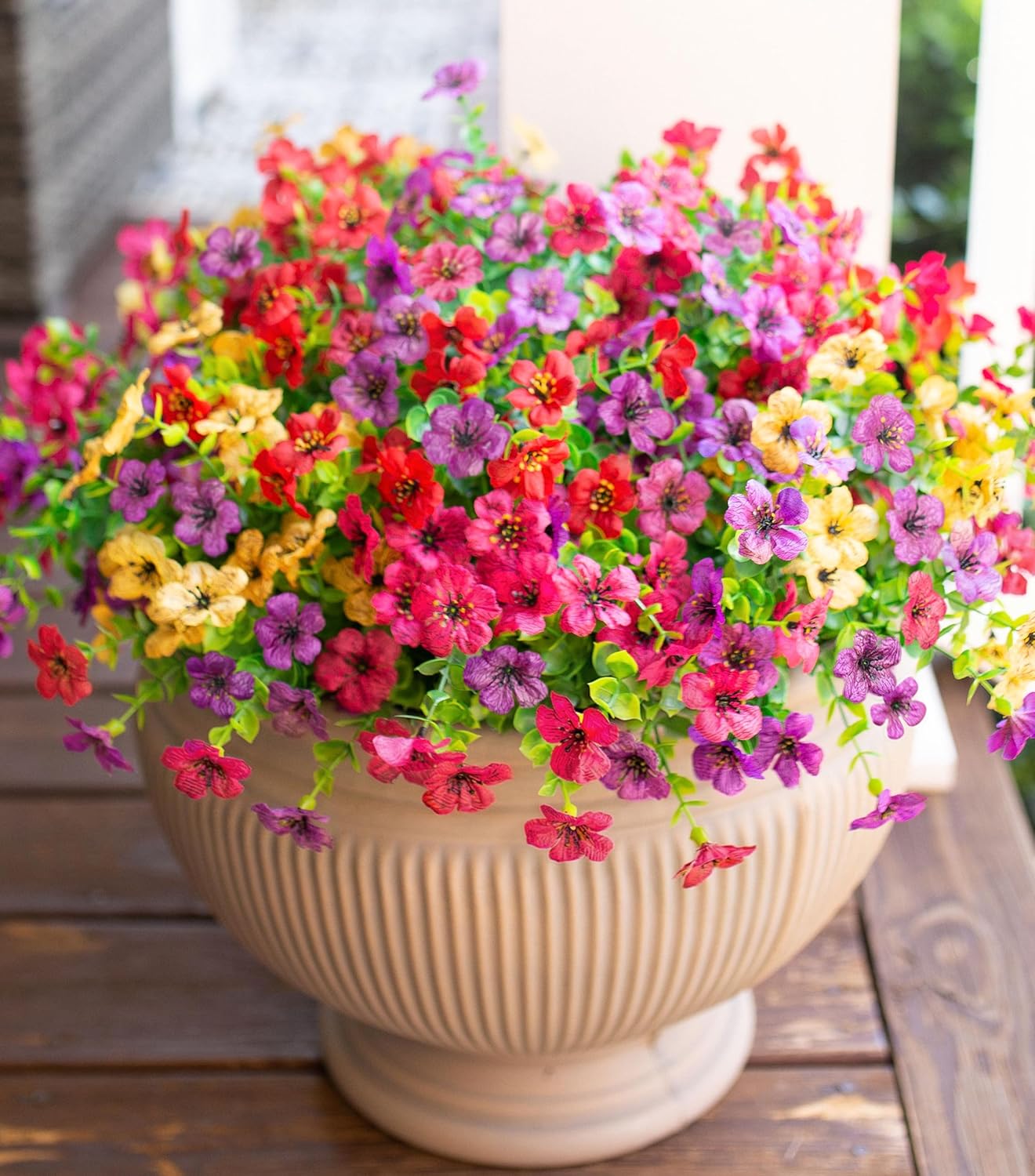 Beige Artificial Flowers — Mix Pink Red Purple Yellow