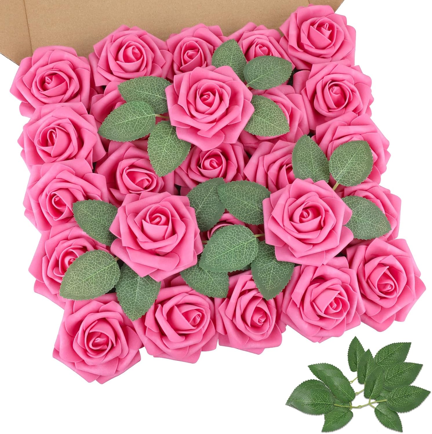 Beige Artificial Flowers — Hot Pink