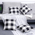 Chenille Boho Beige Throw Pillow Cover — 20" — Plaid Black White