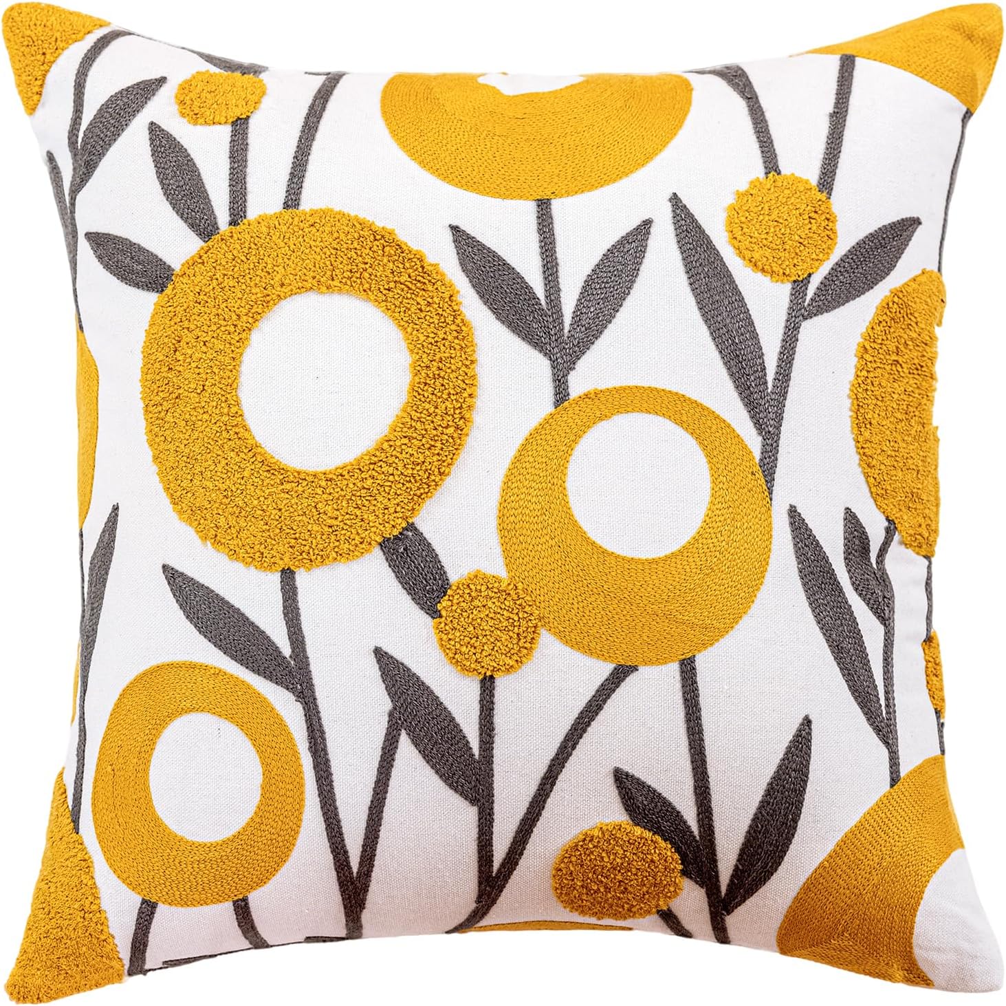 Tufted Boho Green Throw Pillow Cover — 18" — 18" x 18" (Pack of 1)