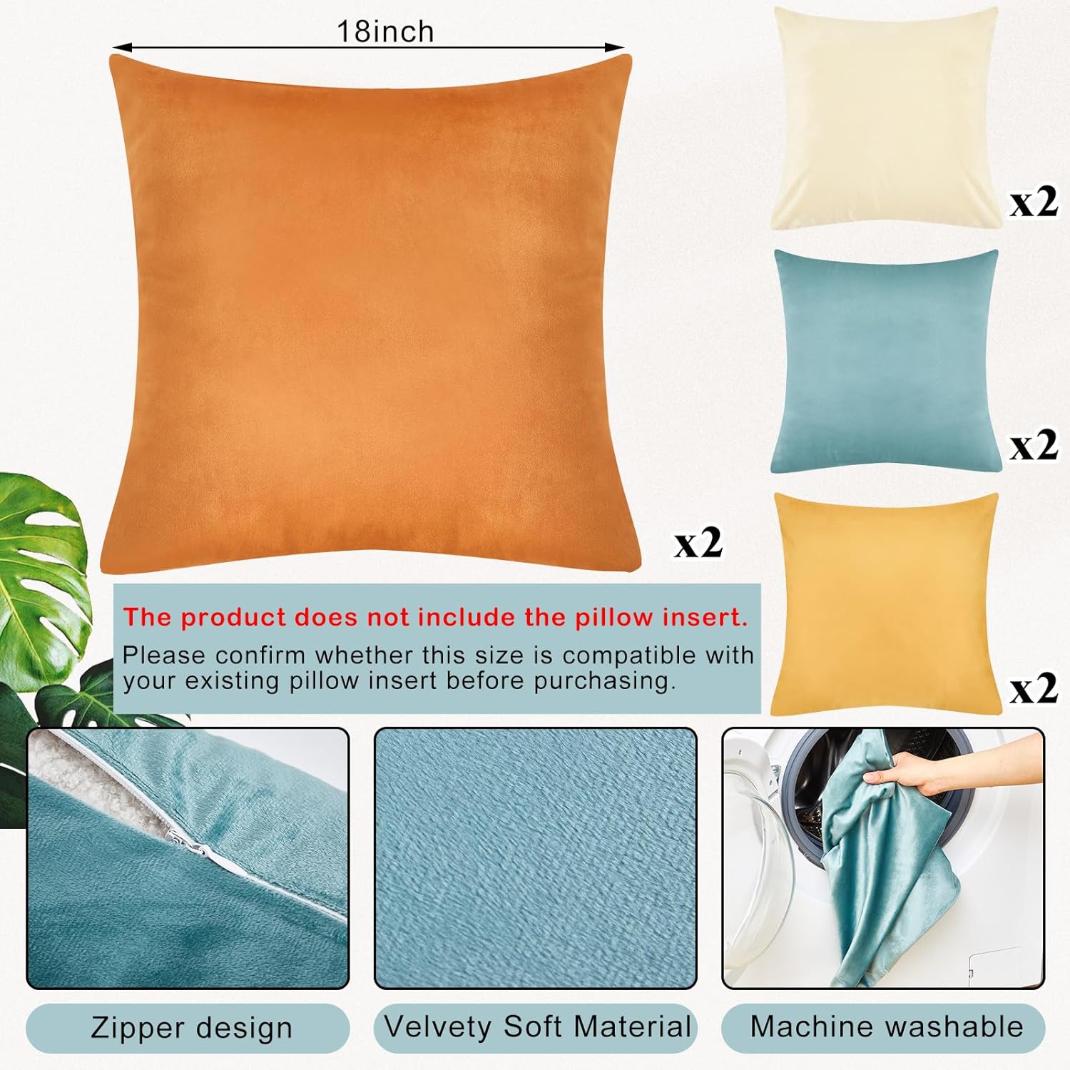 Velvet Boho Beige Throw Pillow Cover — 18" - View 2