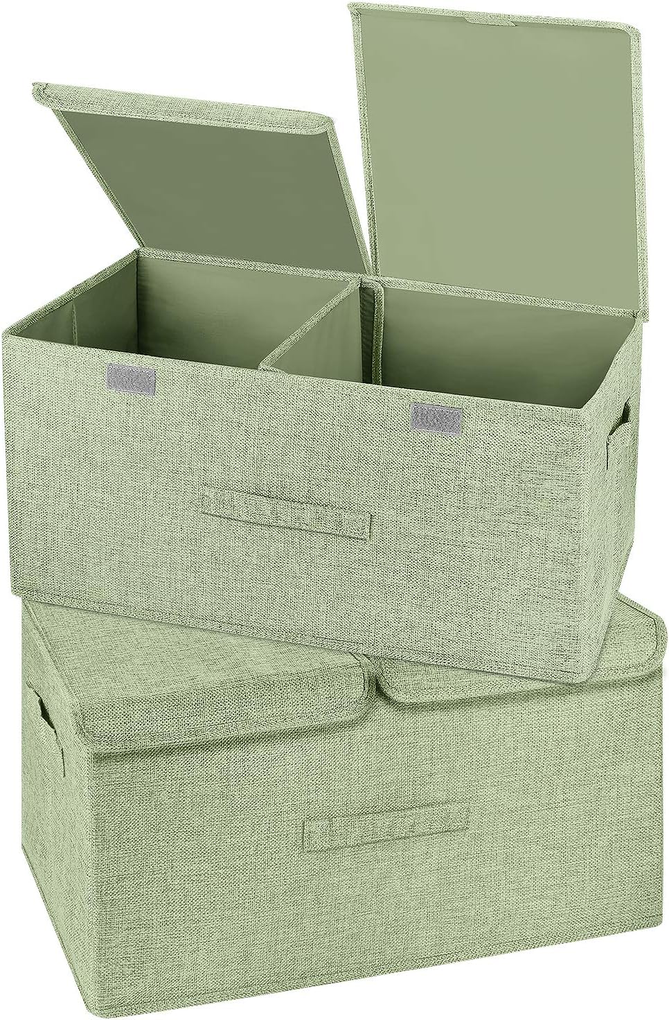 Linen Beige Storage Bin — Green