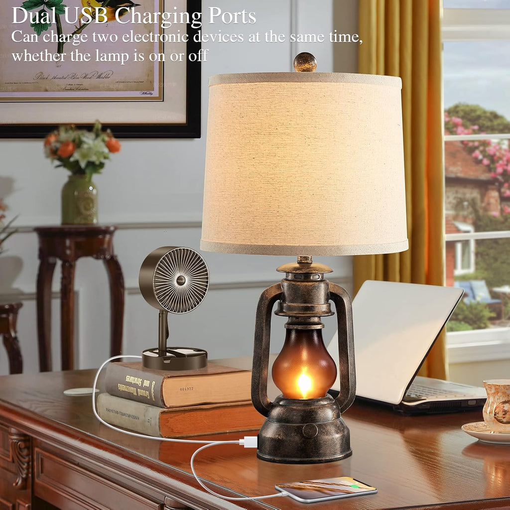 USB Charging Farmhouse Gold Desk Lamp — 22" - View 2