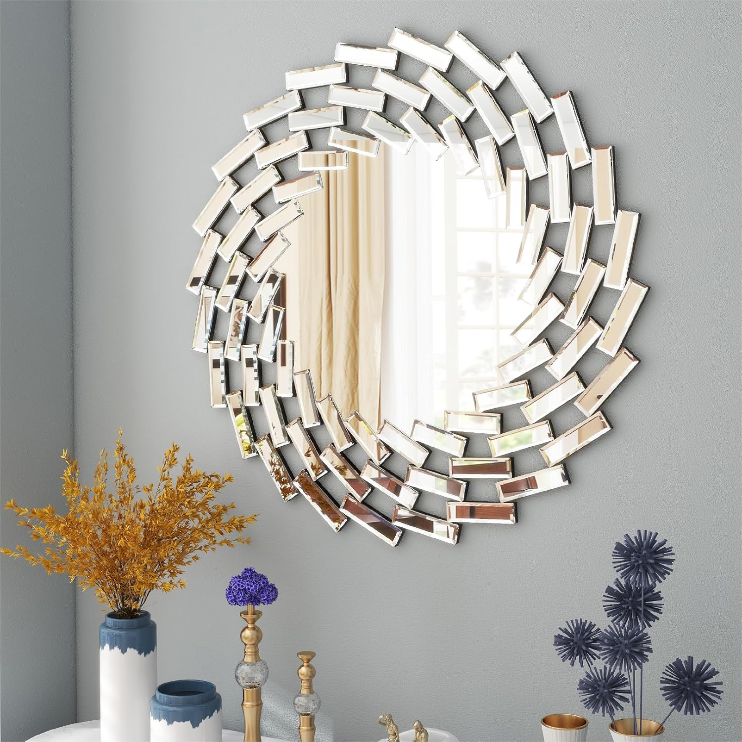 Beveled Modern Glass Wall Mirror — 31.5" — 24"L x 24"W