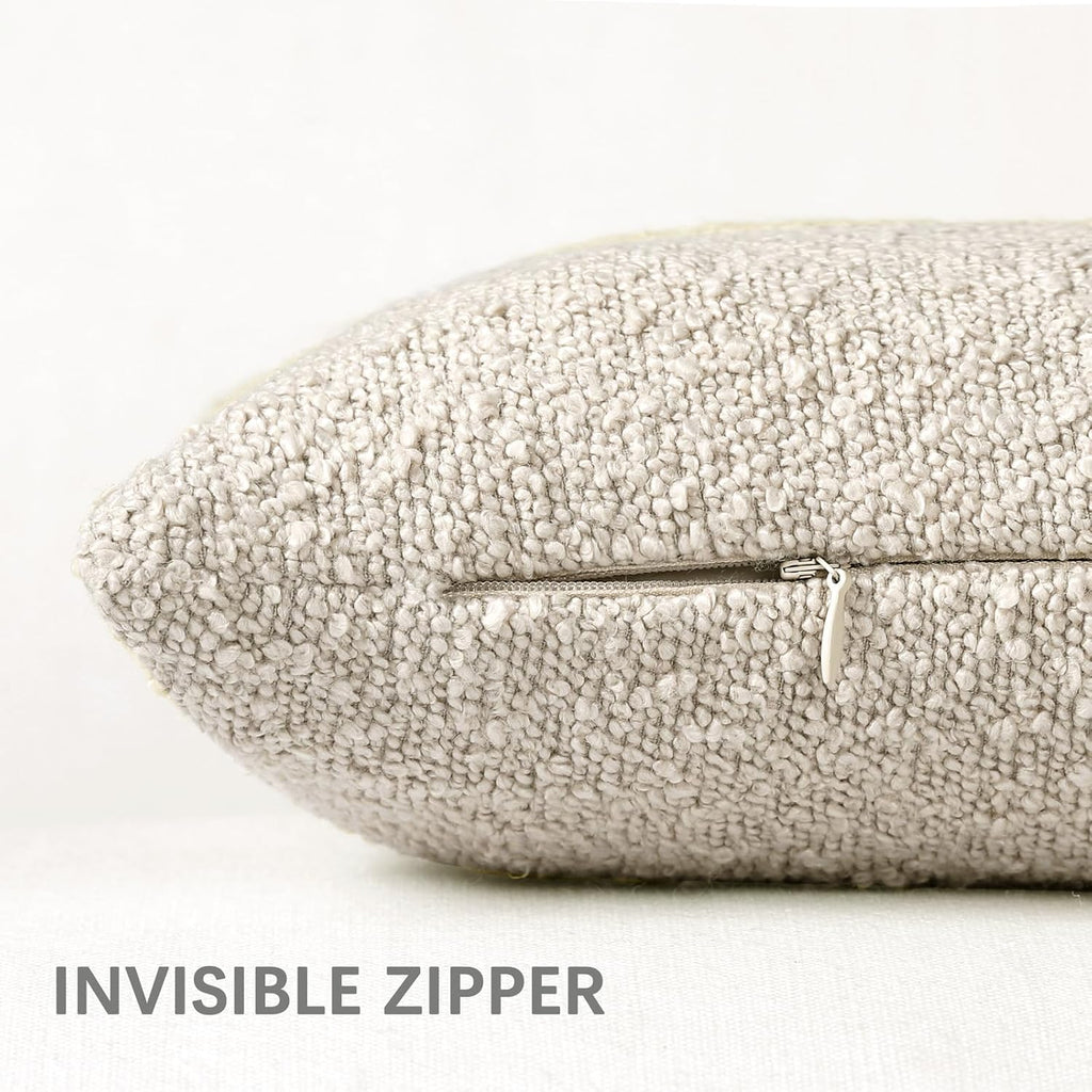 Boucle Beige Throw Pillow Cover — 22" - View 2