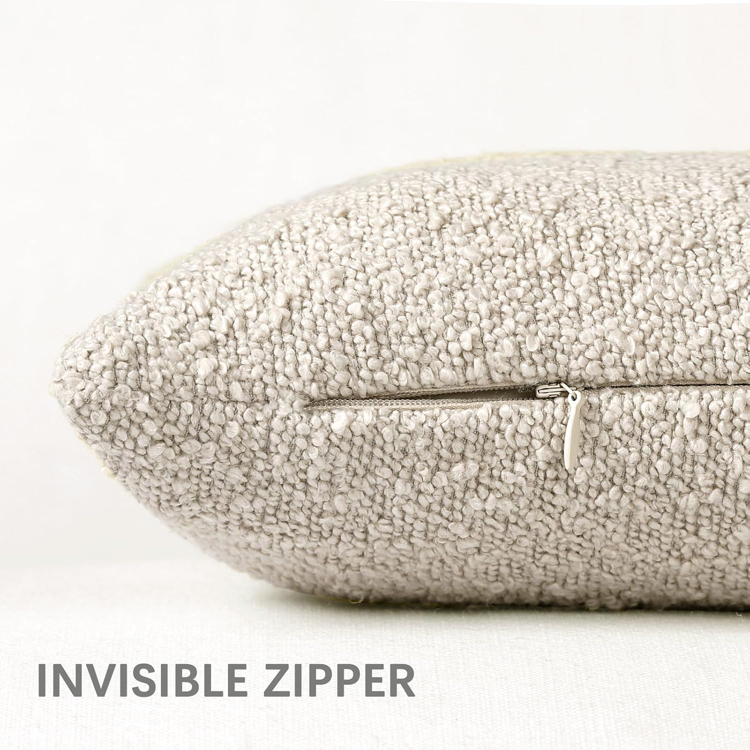 Boucle Beige Throw Pillow Cover — 22" - View 2